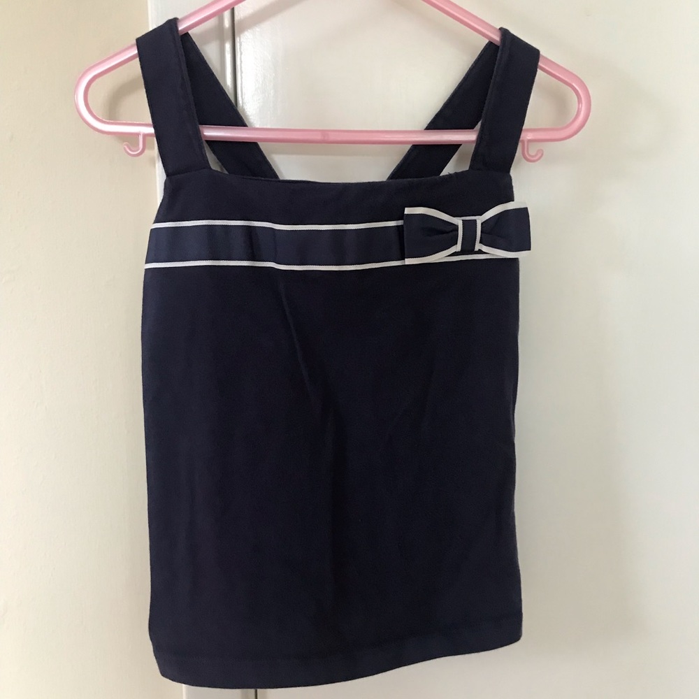 Janie and Jack Navy and White Ribbon Tank Top